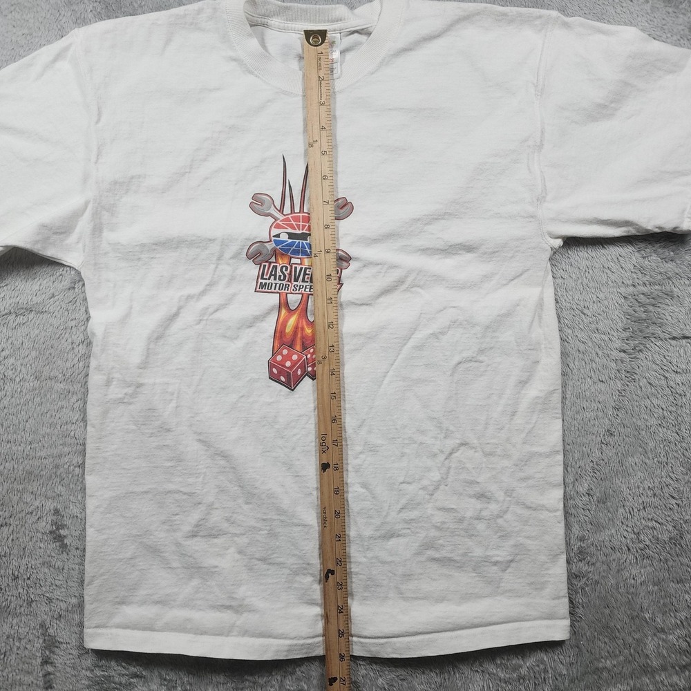 VINTAGE Las Vegas Motor Speedway Shirt Mens Large White NASCAR Y2K Sin City - Picture 9 of 11